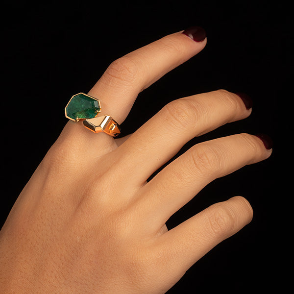 50:50 Emerald Cut Tourmaline Ring