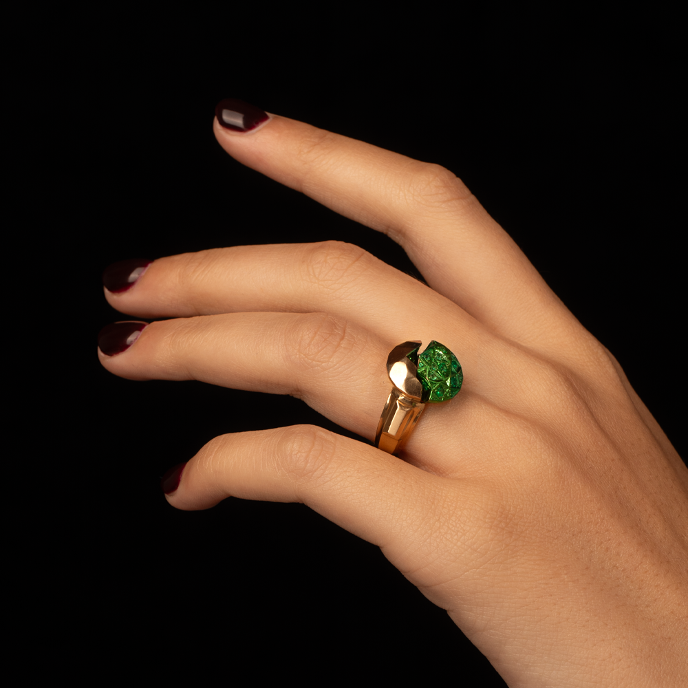 50:50 Brilliant Cut Emerald Ring
