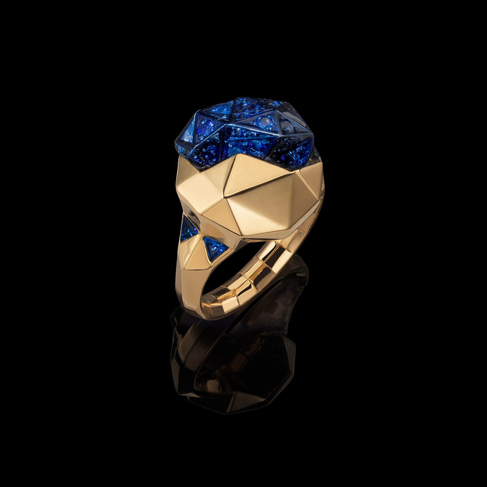 50:50 Dodecahedron Sapphire Ring
