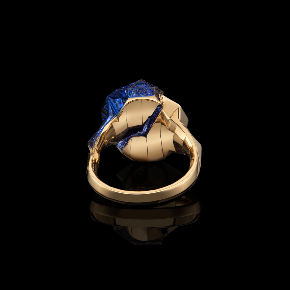 50:50 Dodecahedron Sapphire Ring