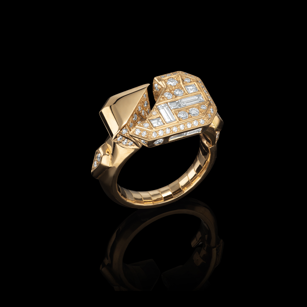 50:50 Emerald Cut Diamond Ring