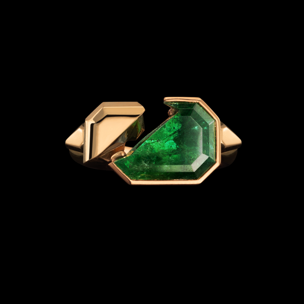 50:50 Emerald Cut Tourmaline Ring