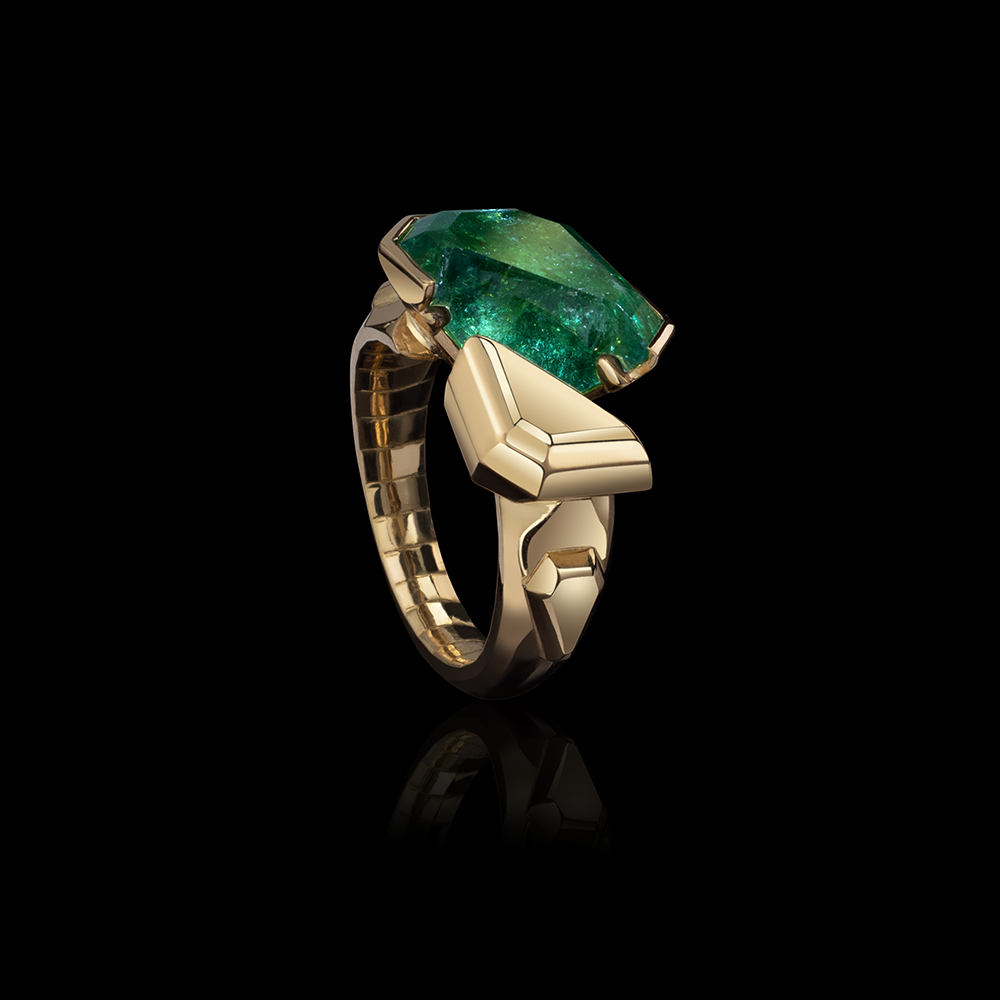 50:50 Emerald Cut Tourmaline Ring