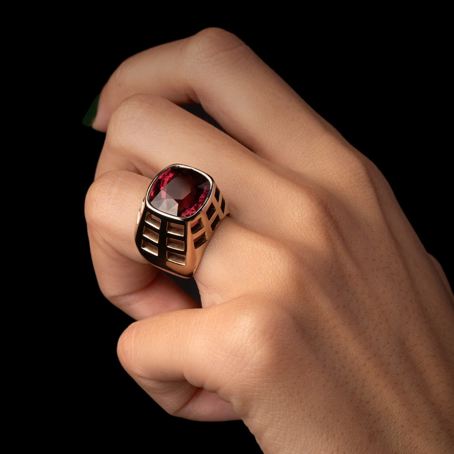 Cage Pink Tourmaline Ring