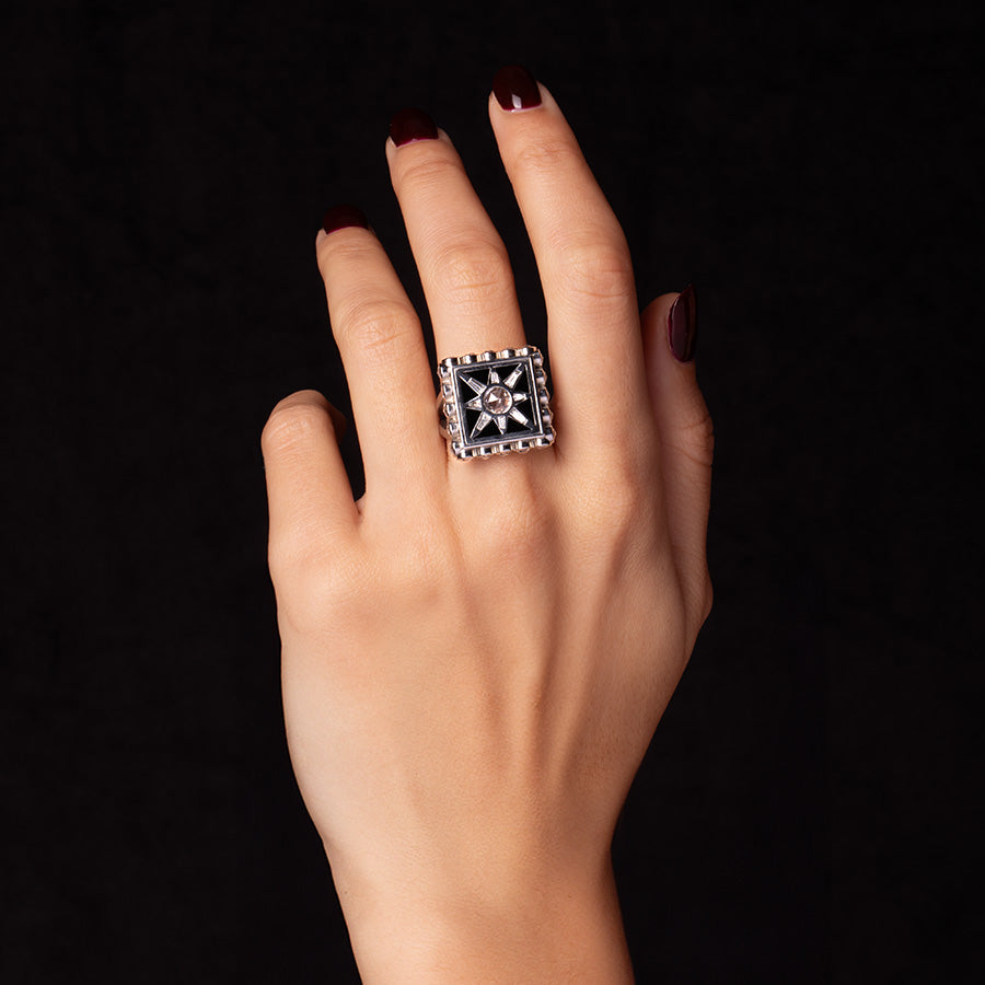Cosmic Dark Star Diamond Ring