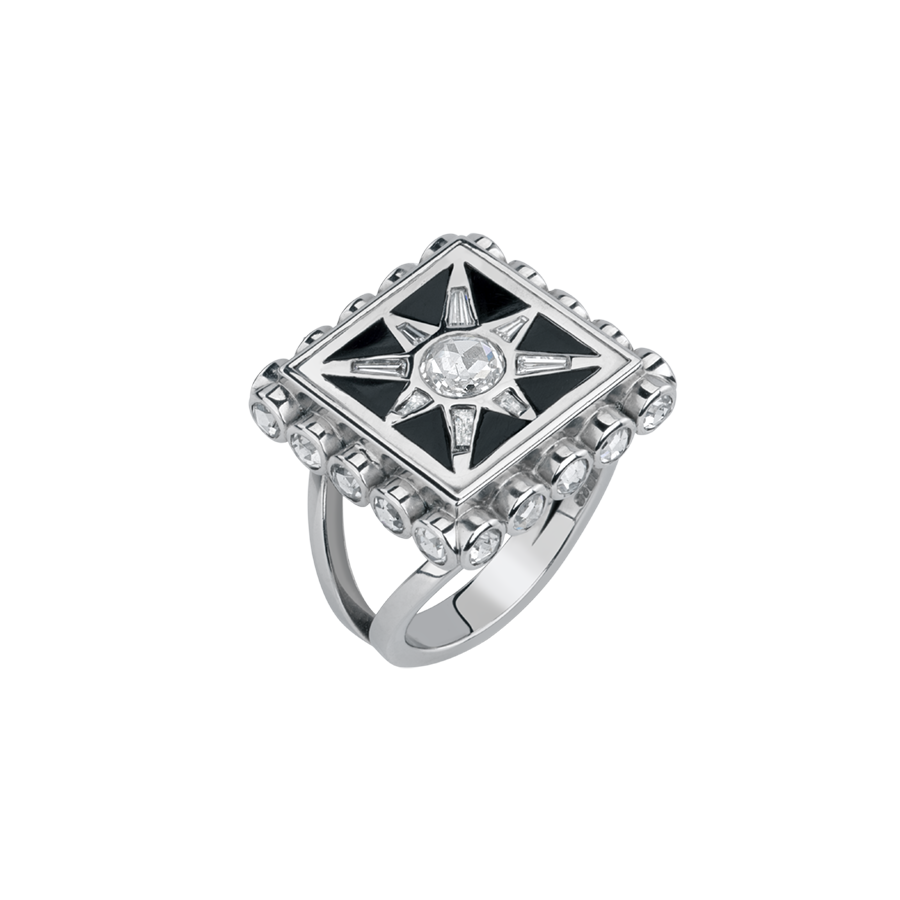 Cosmic Dark Star Diamond Ring