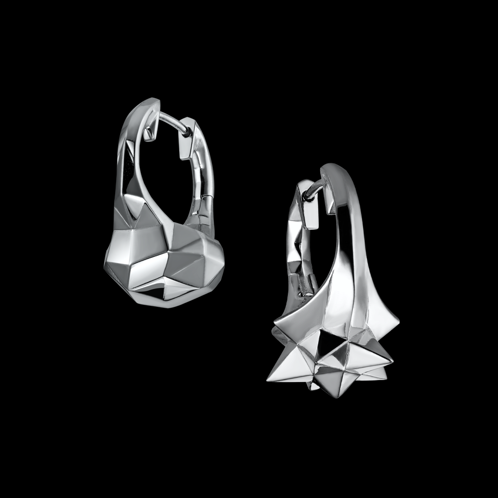 Dodecahedron and Platonic Star cut Ear-Rings