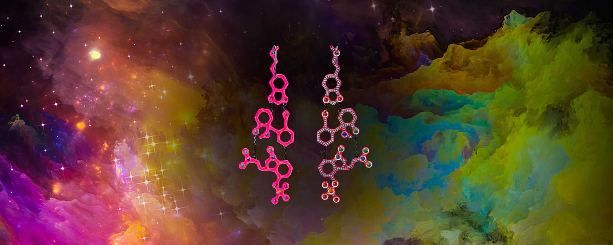 Euphorians earrings Pink Enamel and Diamond pave MDMA earrings by Solange Azagury-Partridge