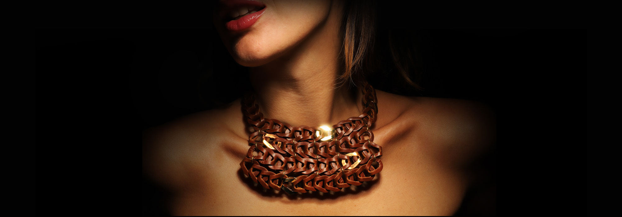 Gladiator Necklace leather and 18 karat gold by Solange Azagury-Partridge