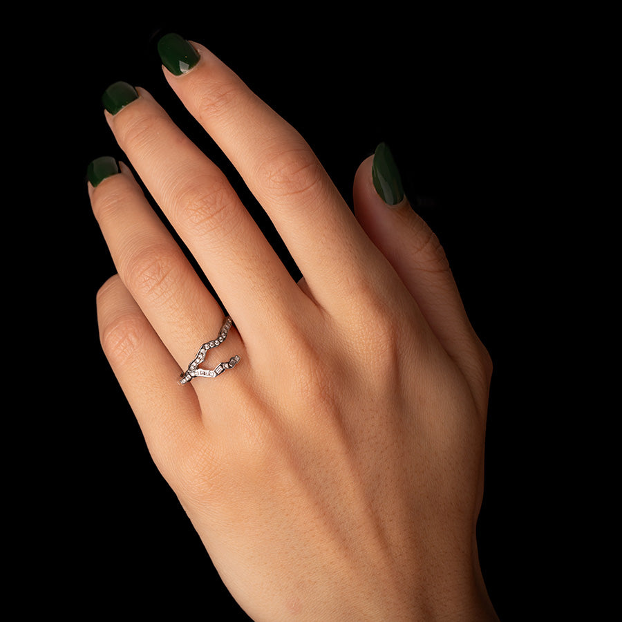 Lightning Bolts Pave Ring