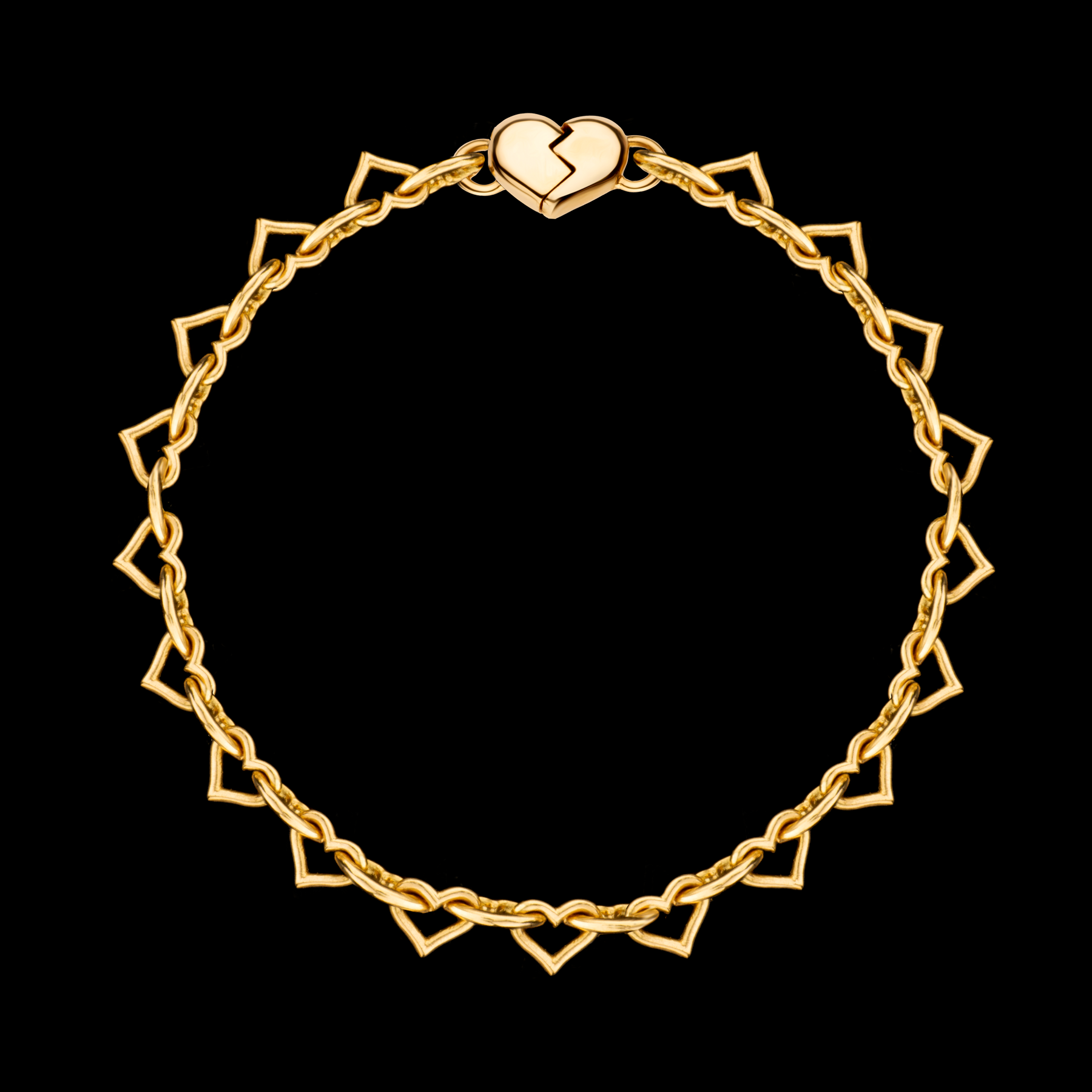 The Lots of Love and Kisses chain bracelet by designer Solange Azagury-Partridge - 18 carat Yellow Gold - front view
