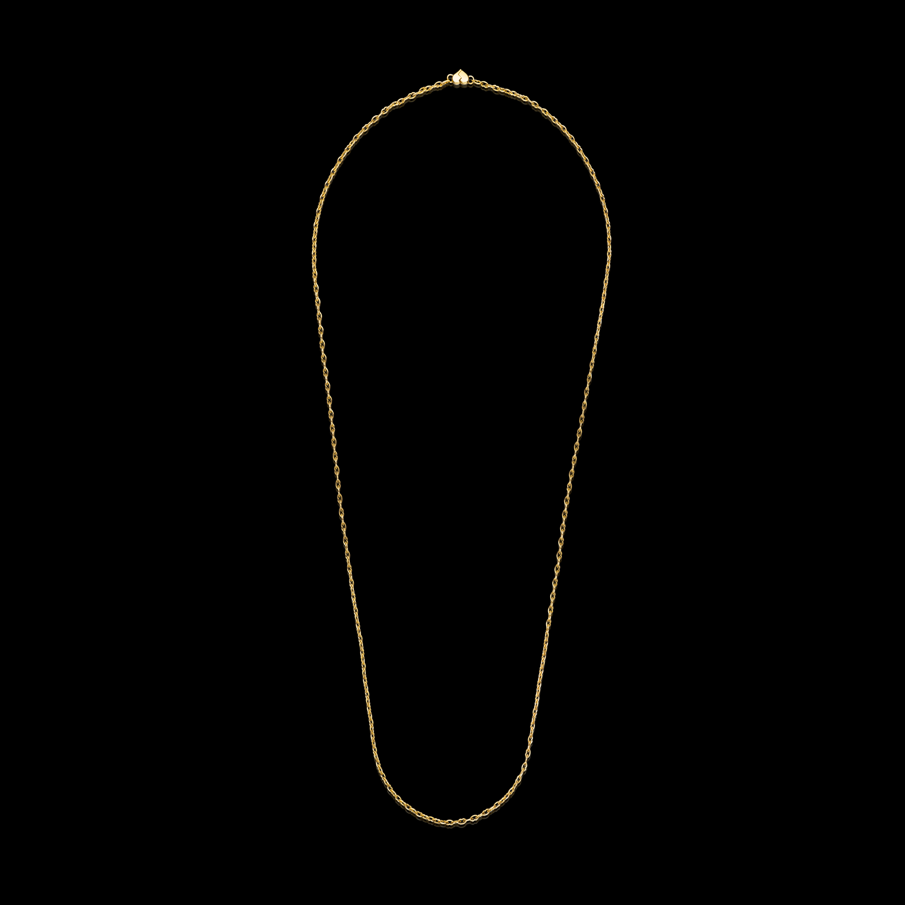 The Love and Kisses chain long necklace by designer Solange Azagury-Partridge - 18 carat Yellow Gold - front flat view