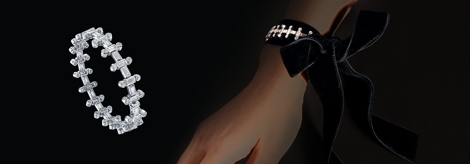 Romantics Diamond Tennis Bracelet With Velvet Bow by Solange Azagury-Partridge