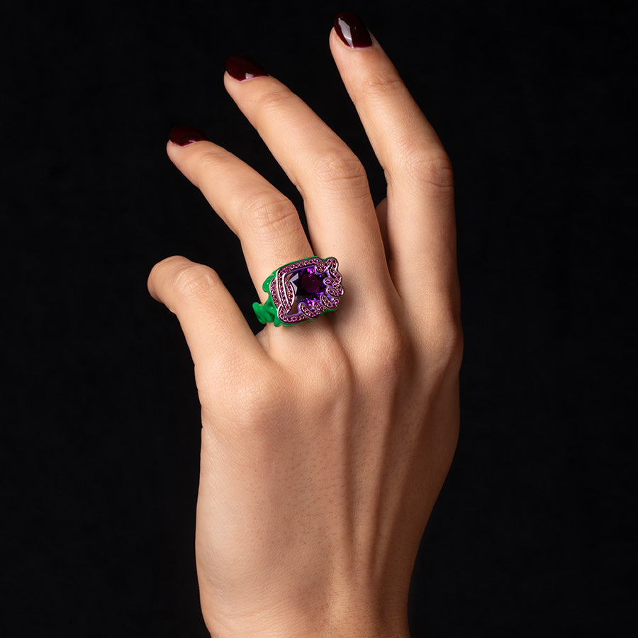 Scribbles Purple & Green Ring