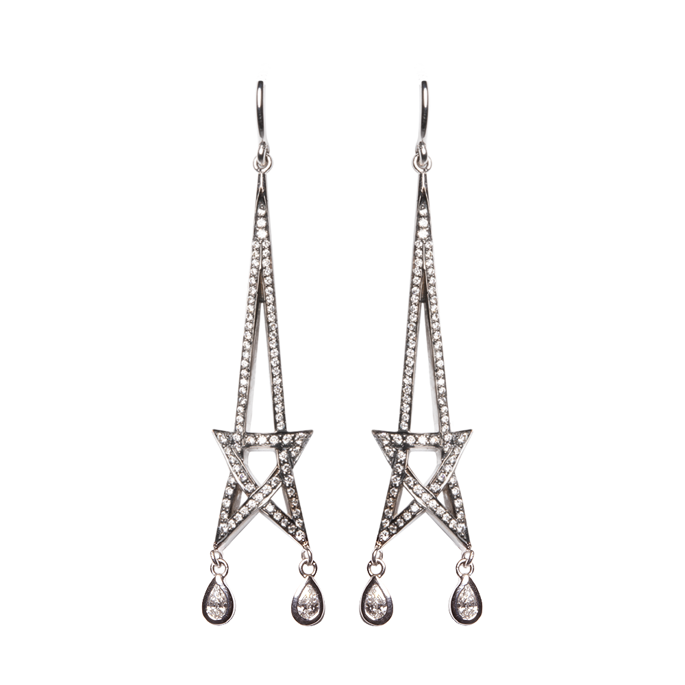 Shooting Star Drop Diamond Earrings