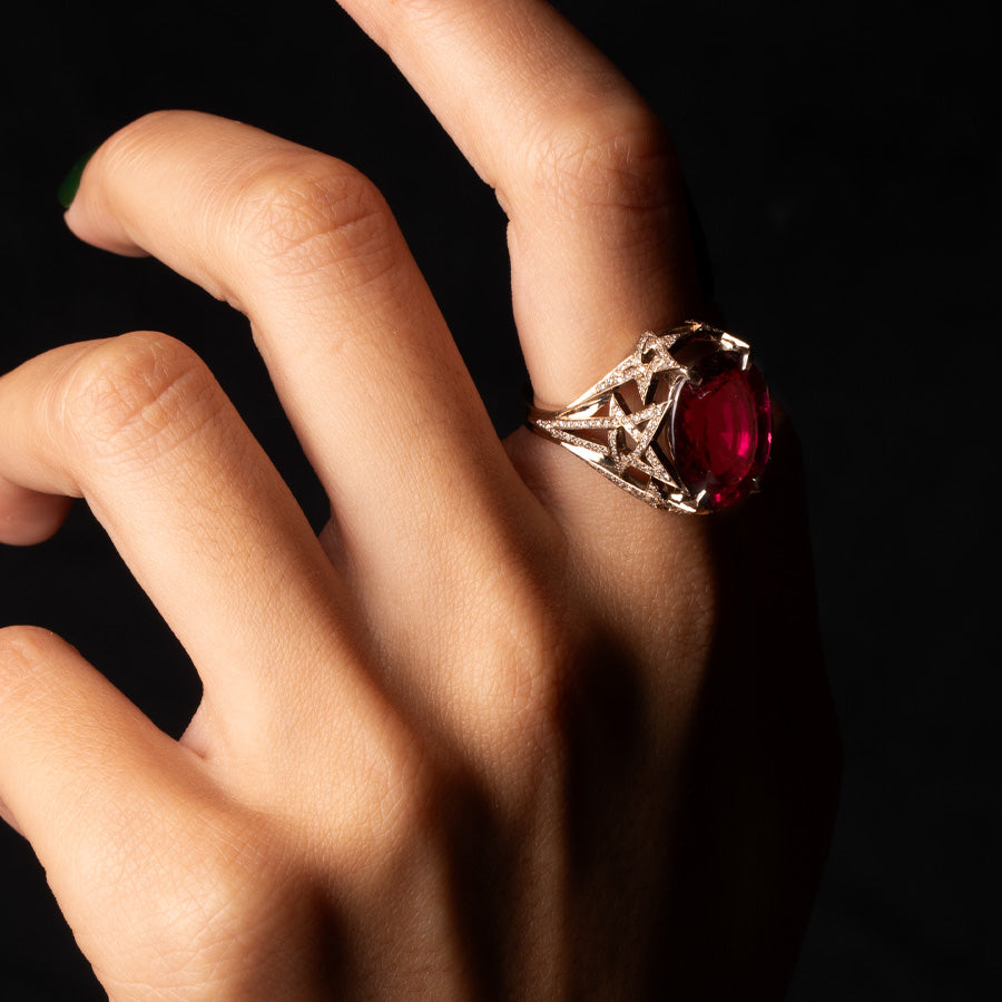 Shooting Star Rubellite Ring