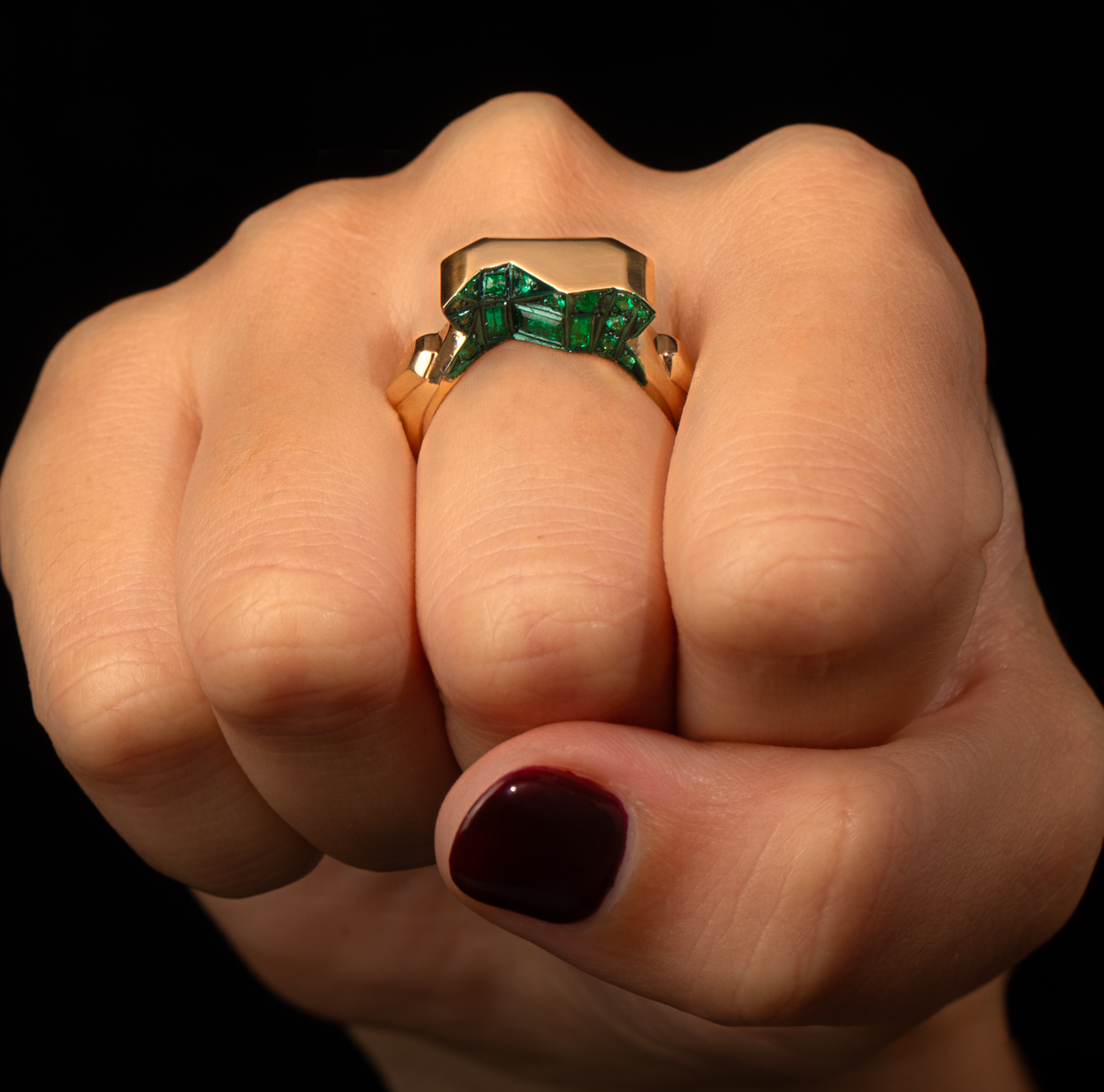 Emerald Cut Split Ring