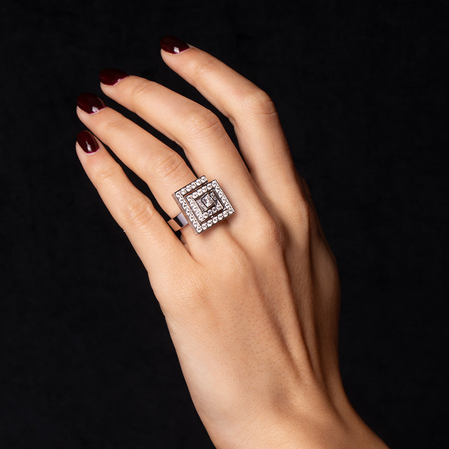 Spinner Large Square Diamond Ring