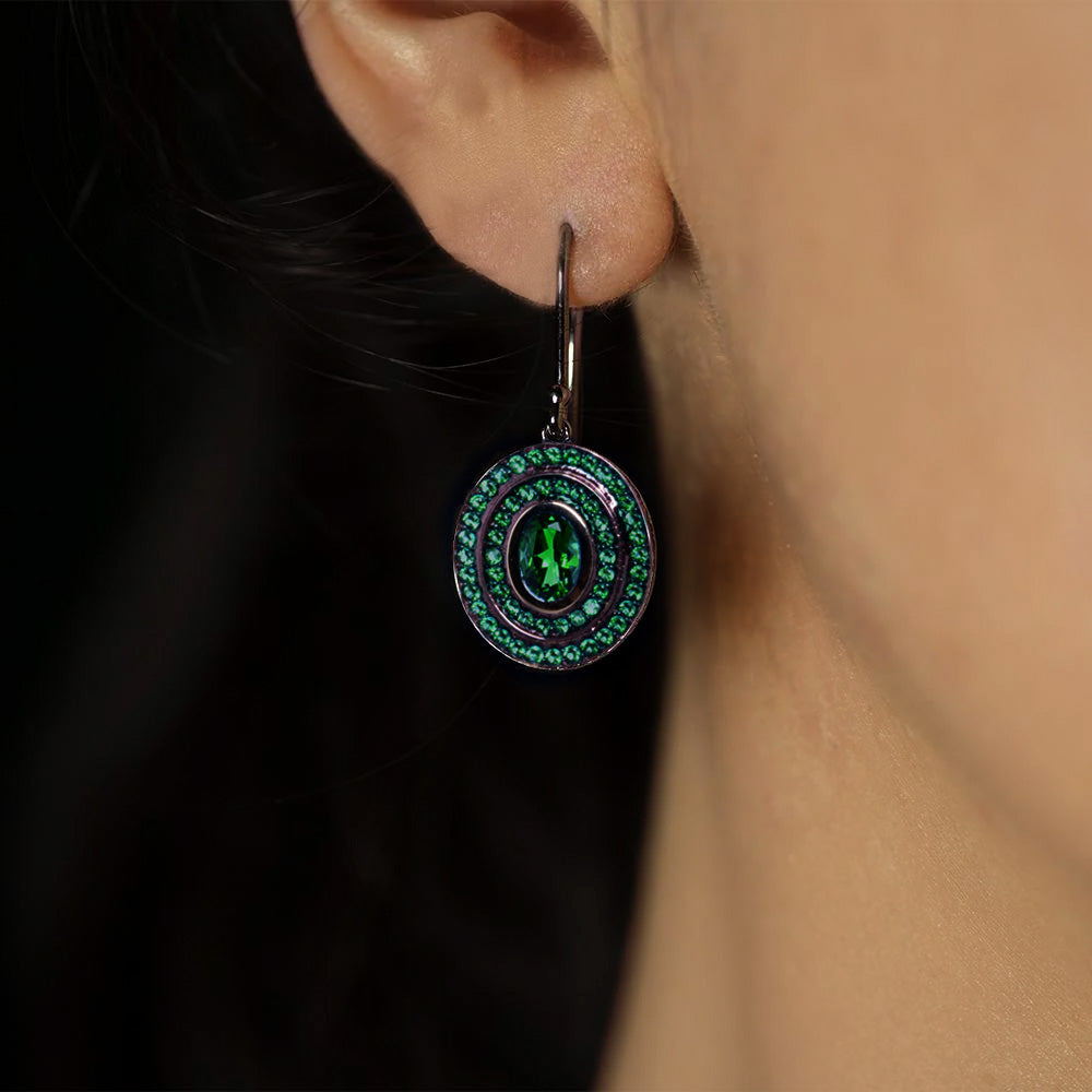 Step Oval Emerald Earrings