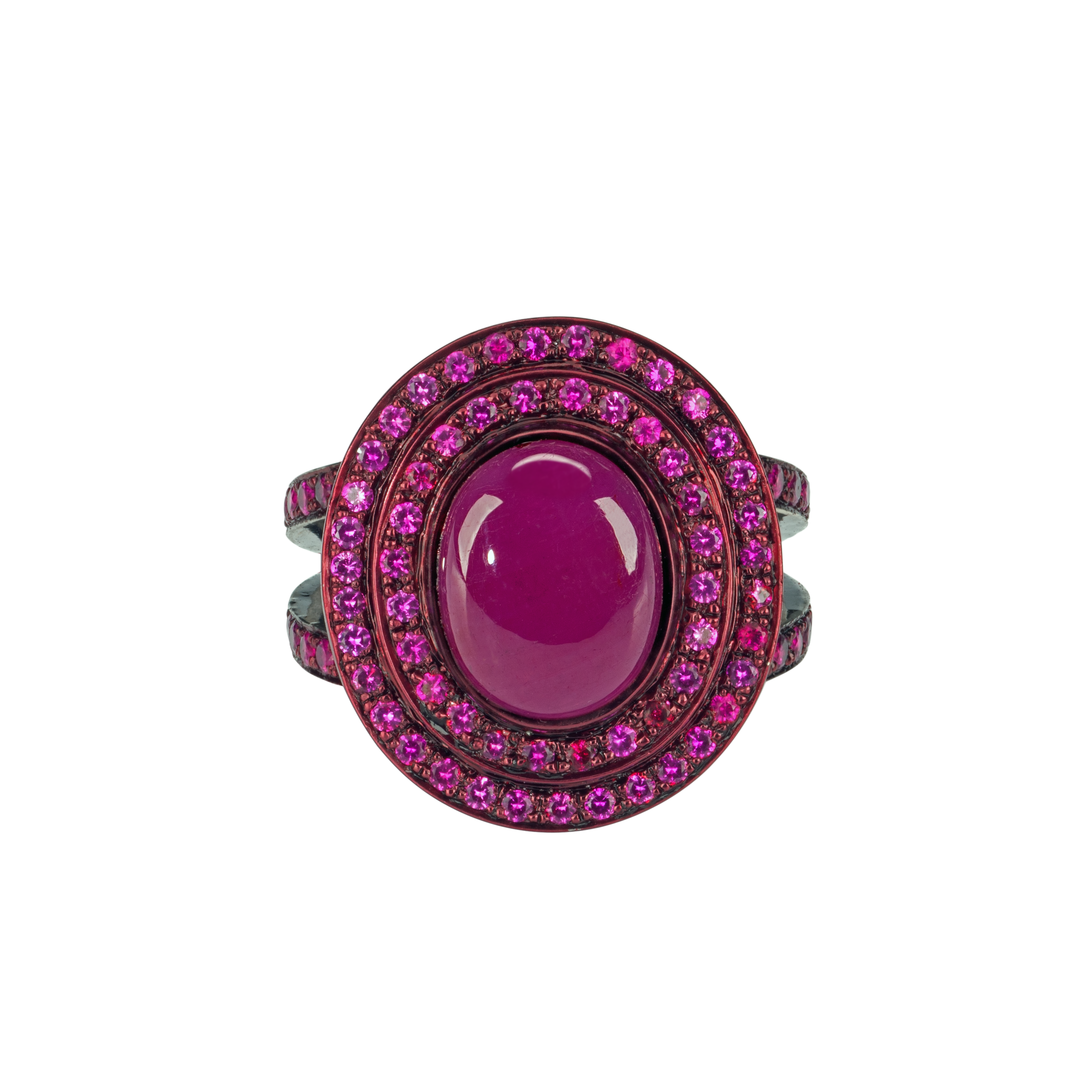 Step Oval Cabochon Ruby Ring