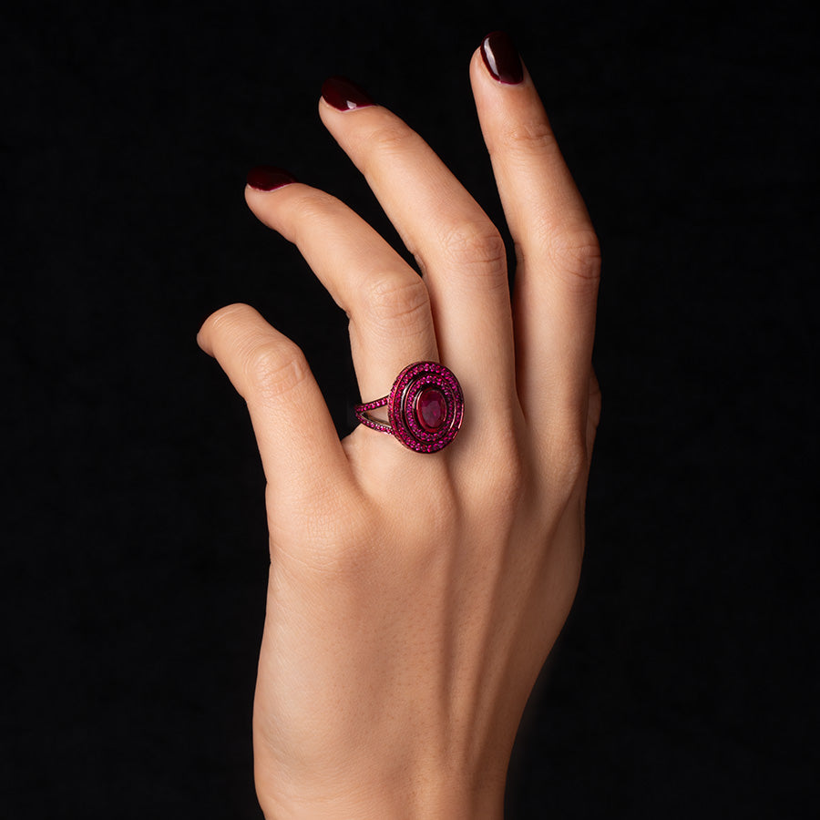 Step Oval Burmese Ruby Ring