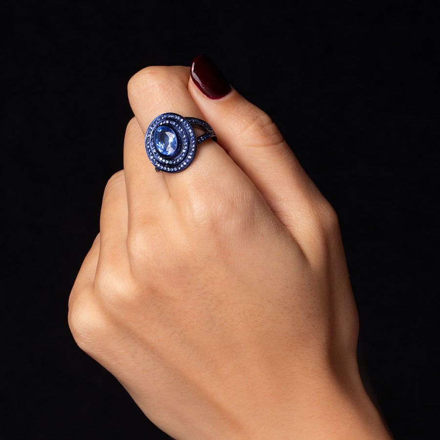 Step Oval Sapphire Ring
