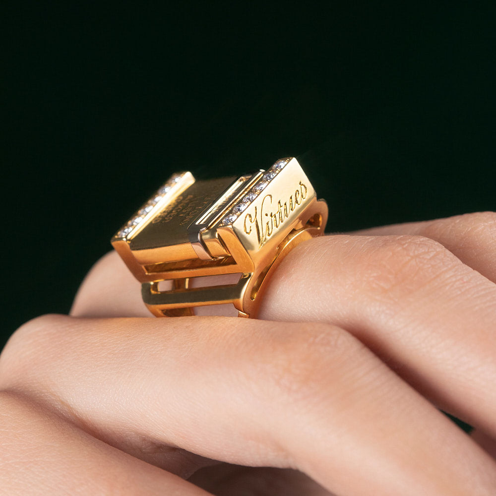 Vices and Virtues Revolving Ring Diamonds and 18 Karat Yellow Gold By Solange Azagury-Partridge