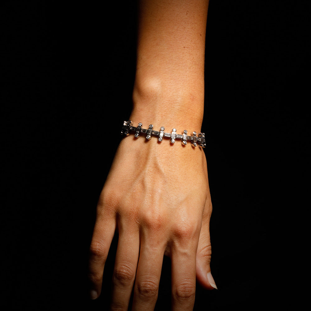 The Romantic Bracelet by designer Solange Azagury-Partridge - 18 White Gold and Diamonds - model styling