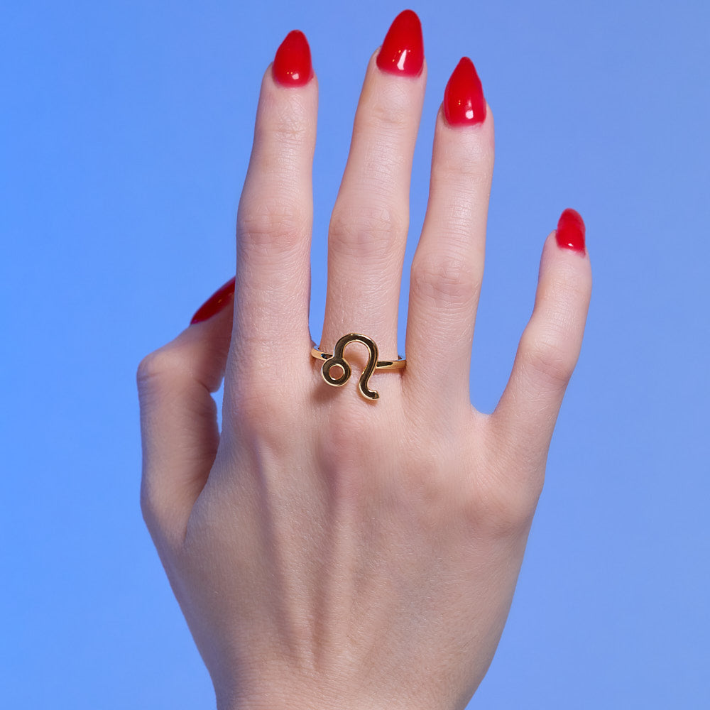 18k Gold Leo Zodiac Ring by Solange Azagury-Partridge On Hand Front View