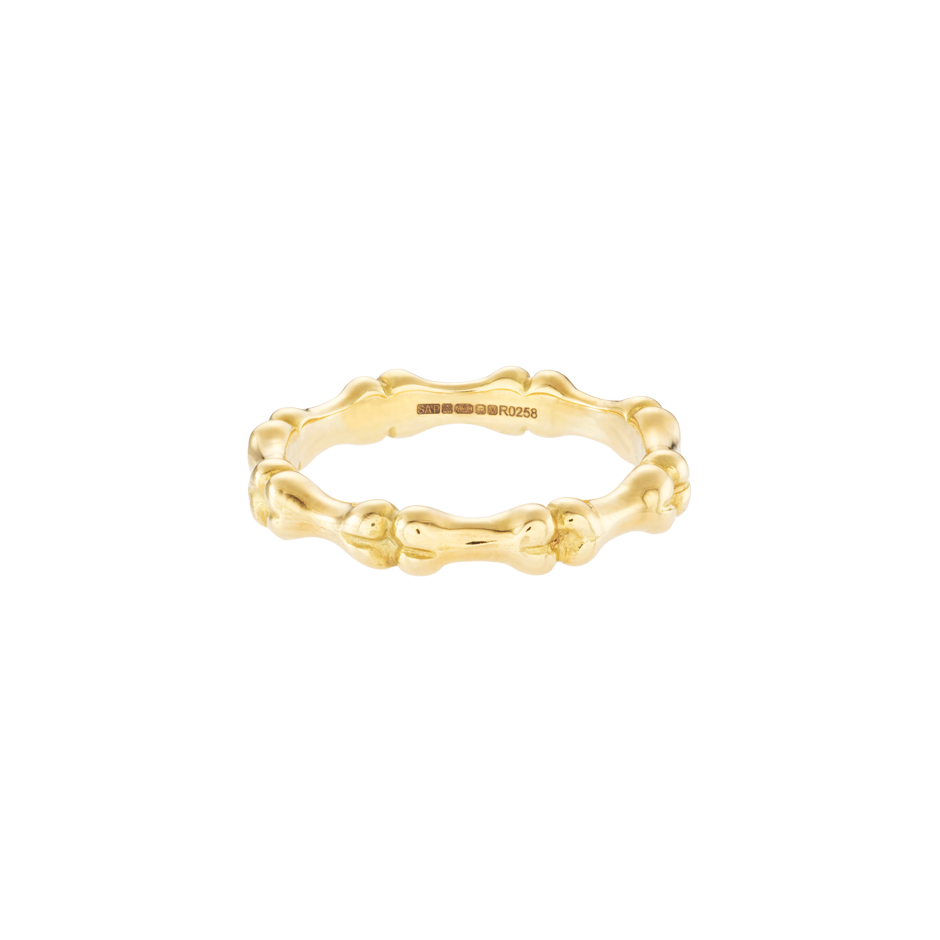 Bones Motif Wedding Band Ring made from 18 karat yellow gold by Solanage Azagury-Partridge