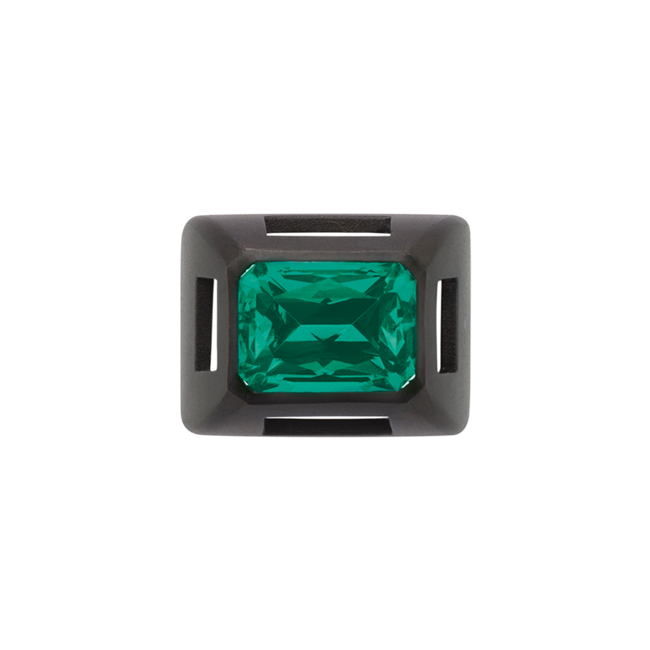 Chromeo Emerald Ring Set in Blackened 18 karat white gold by Solange Azagury-Partridge