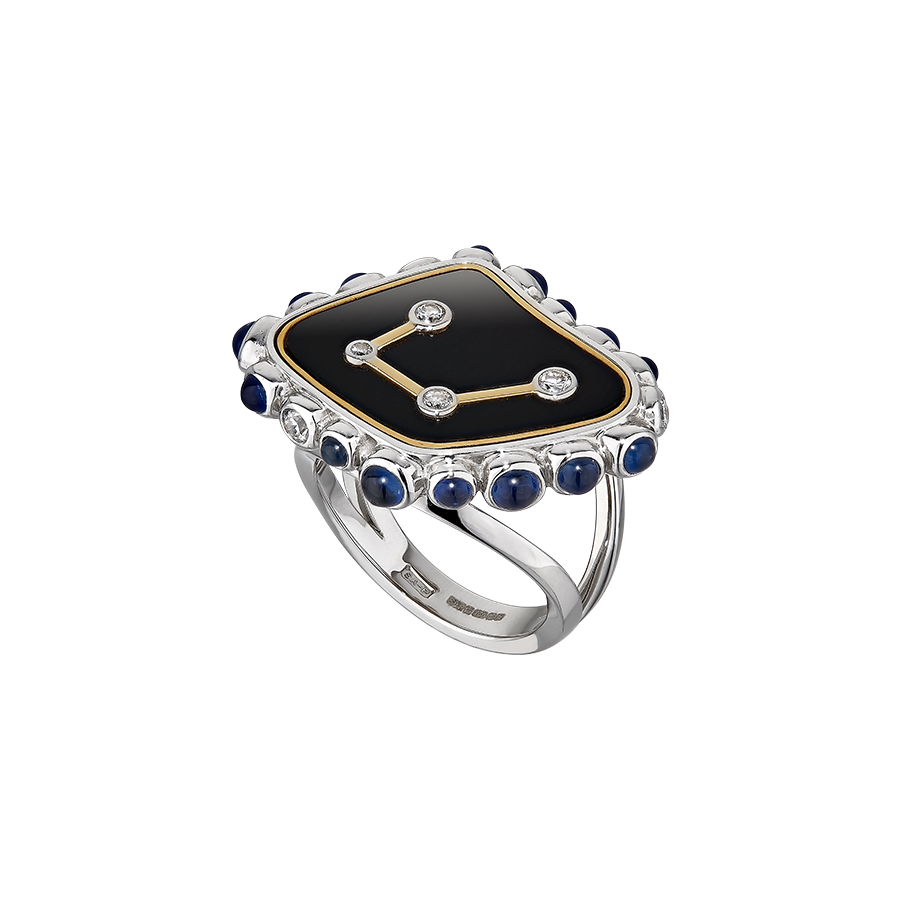 Onyx and 2025 sapphire ring