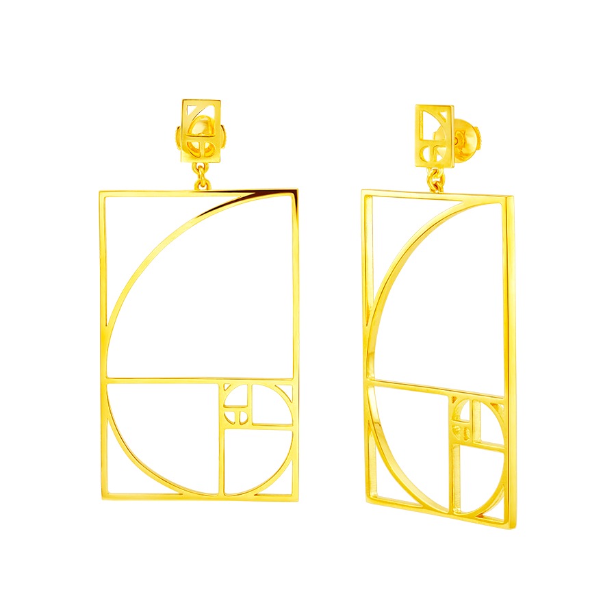 Golden Ratio Spiral Dangling Earrings 18 Karat Yellow Gold by Solange Azagury-Partridge front view