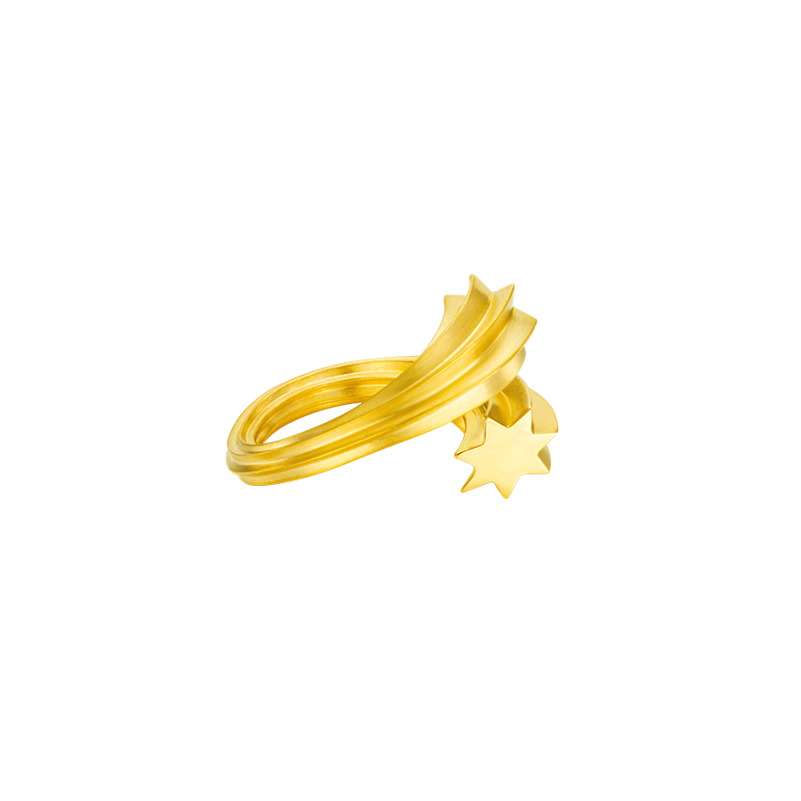 Goldstar Ring Two Star Colliding 18 Karat Yellow Gold by Solange Azagury-Partridge side view