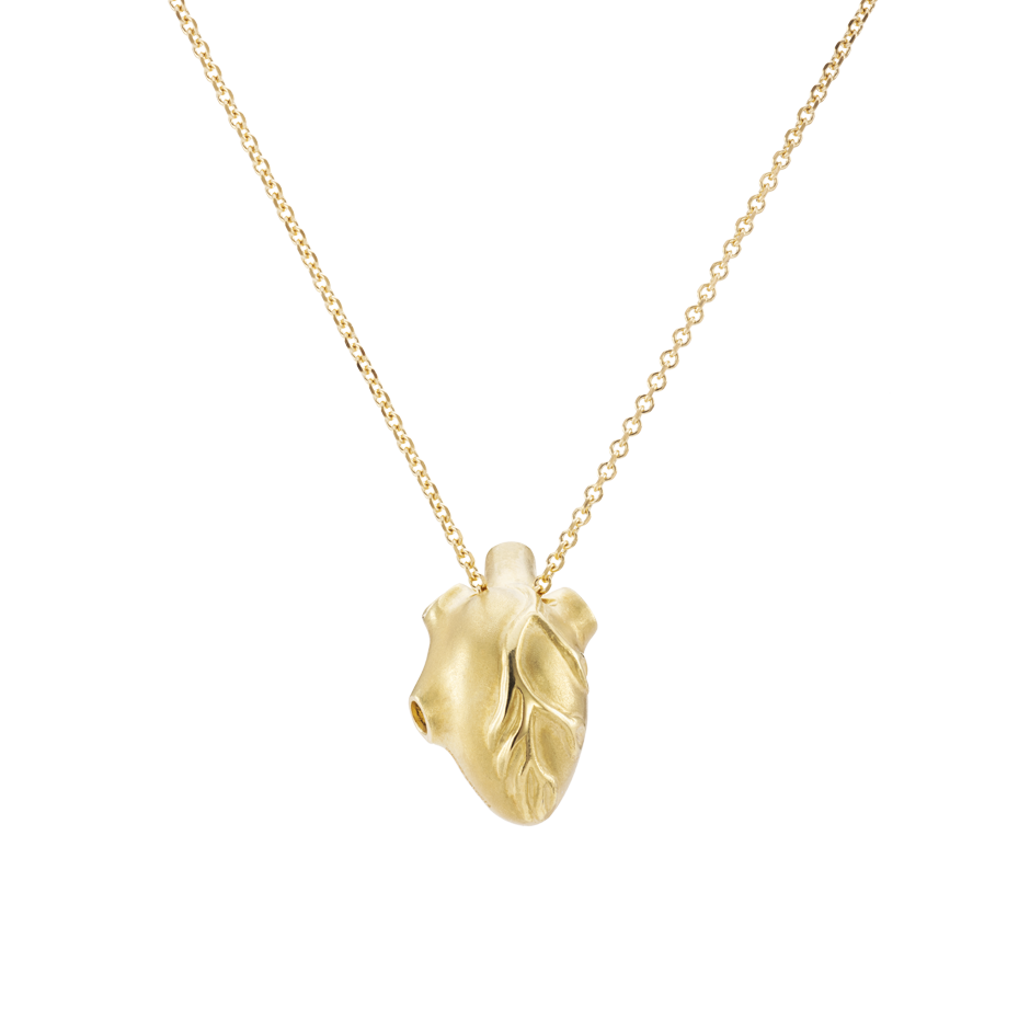 Heart of Gold Anatomical Human Heart Pendant on Chain 18 Karat Solid Gold by Solange Azagury-Partrige