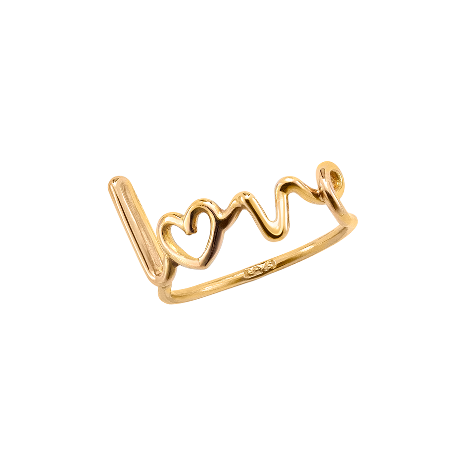 A love written ring available in 18 karat yellow gold by Solange Azagury-PartridgeLove Written Word Ring In 18 karat Yellow Gold by Solange Azagury-Partridge
