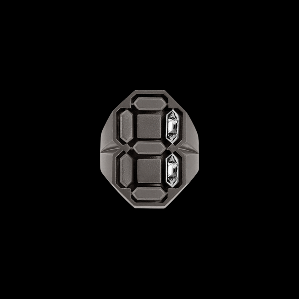 Lucky number moving numbers kinetic ring made from diamonds and blackened 18 karat white gold by Solange Azagury-Partridge