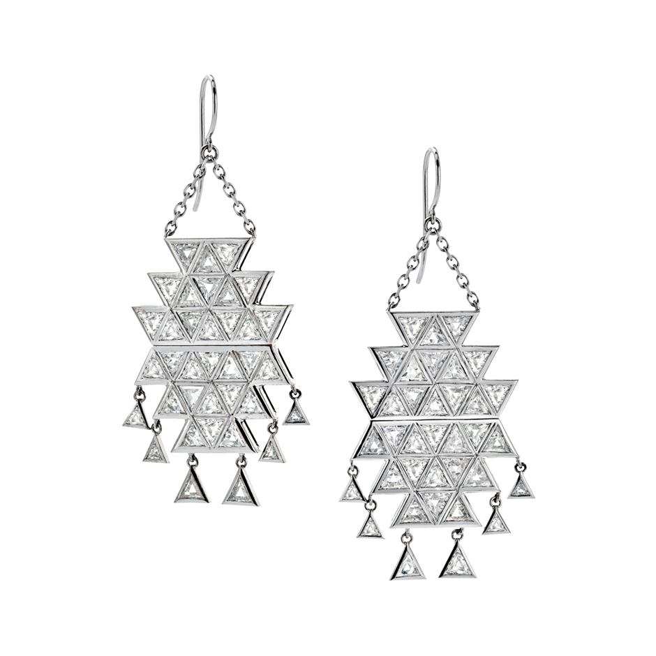 Nimrod 18 karat white gold earring and triangle diamonds by Solange Azagury-Partridge