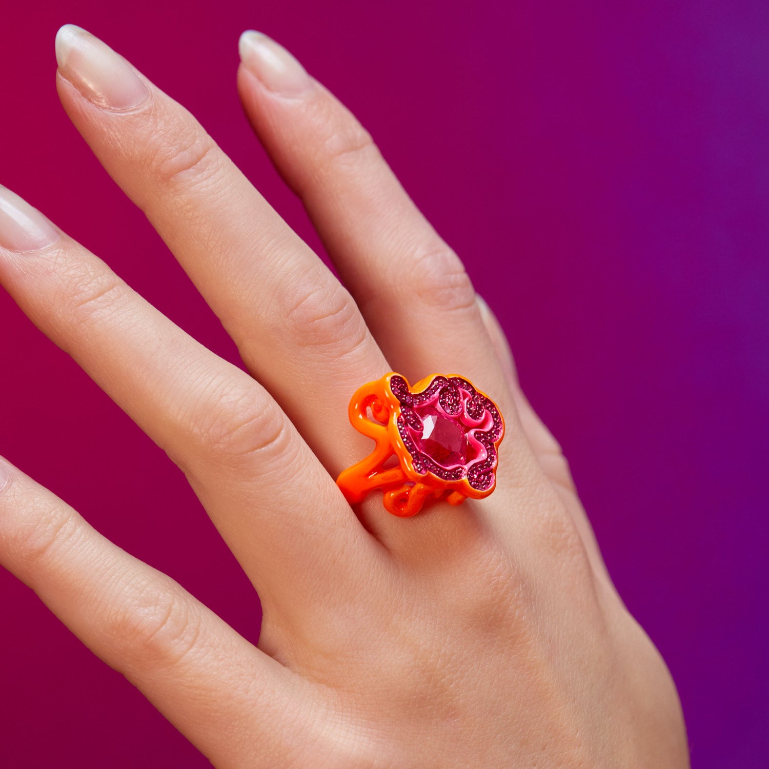 Scribbles Pink & Orange Ring