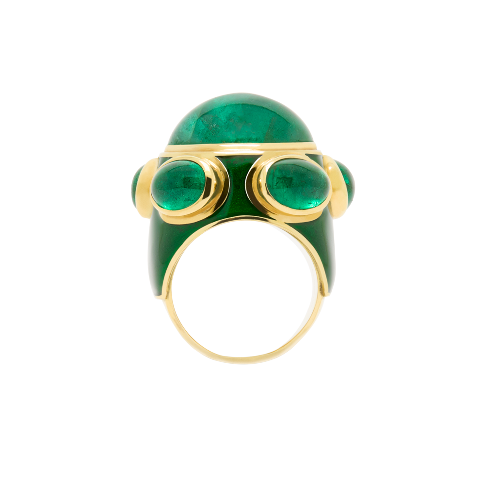 Popes Emerald Green Enamel Ring