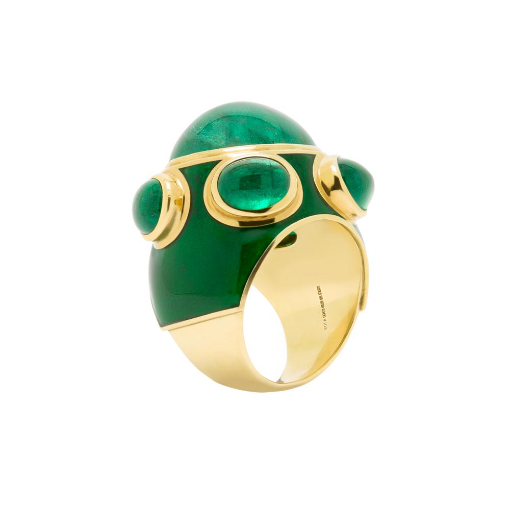 Popes Emerald Green Enamel Ring