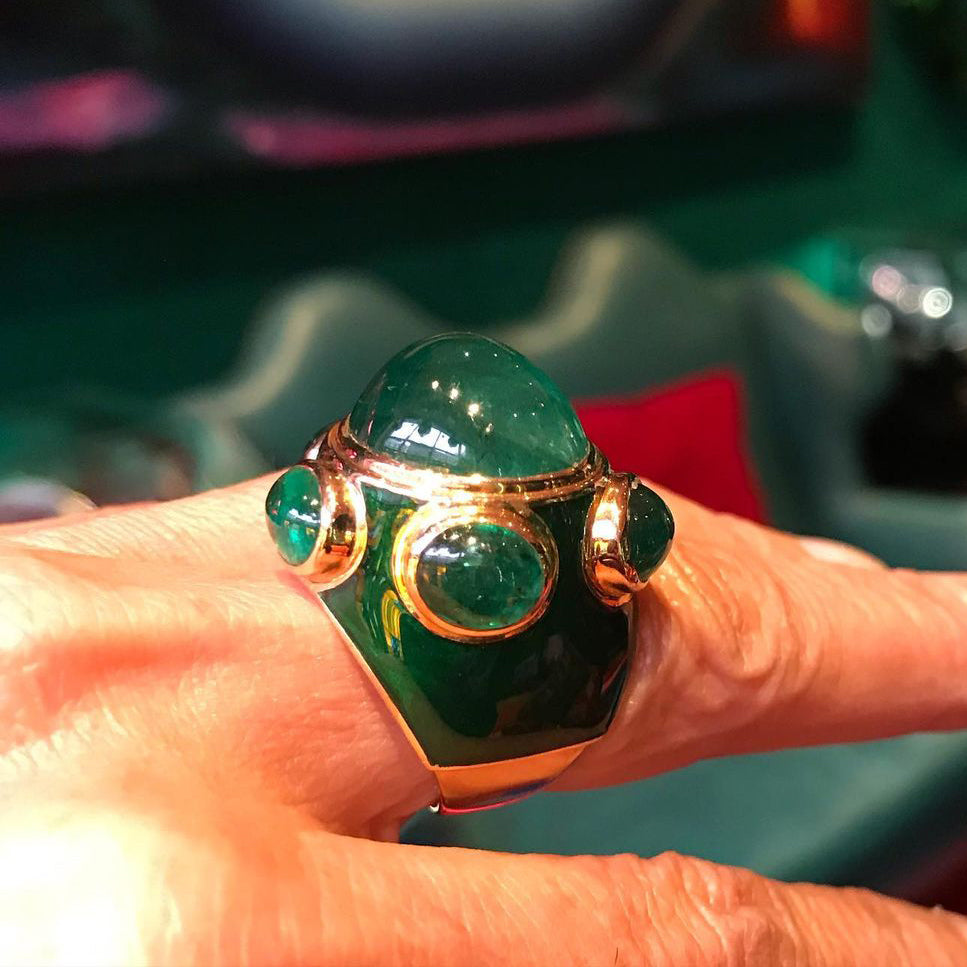 Popes Emerald Green Enamel Ring