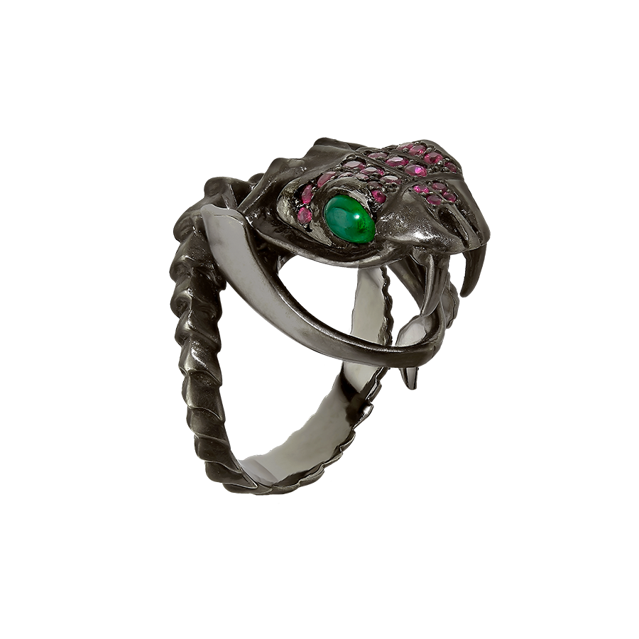Skull ring with emerald eyes deals