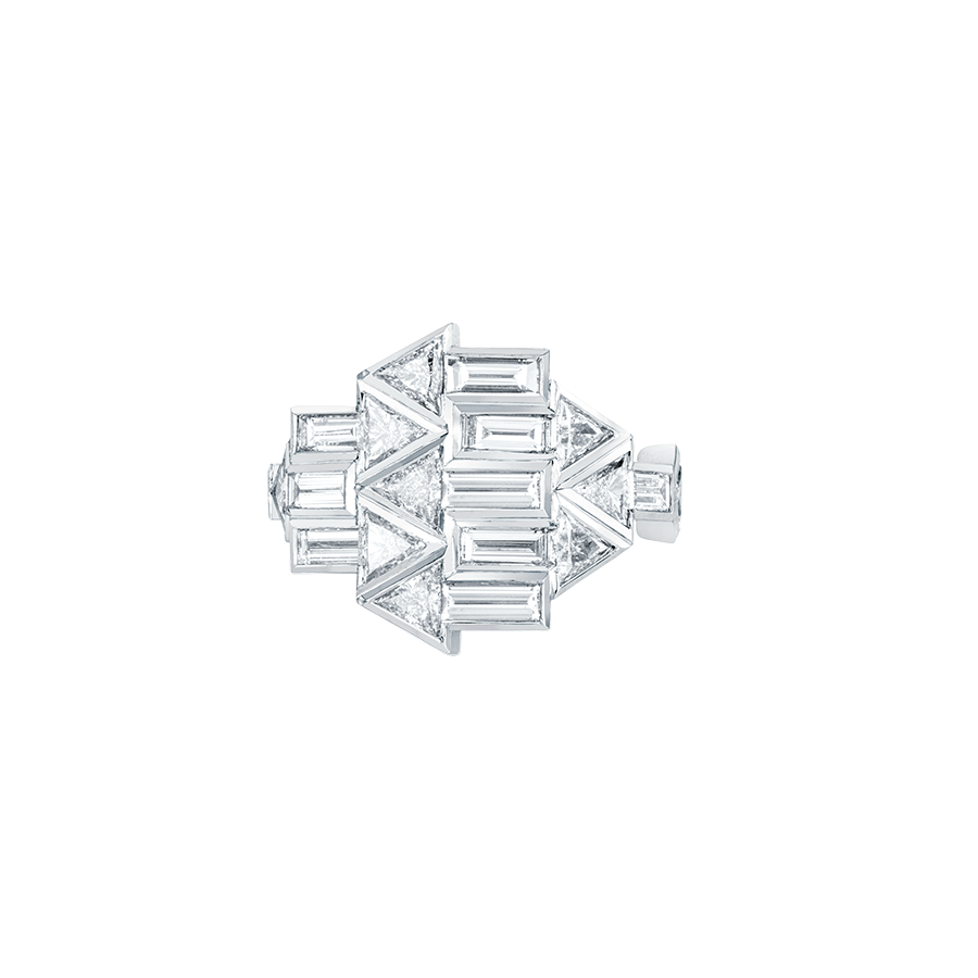 Solid Light Arrows of Diamonds in 18 karat white gold ring by Solange Azagury-Partridge