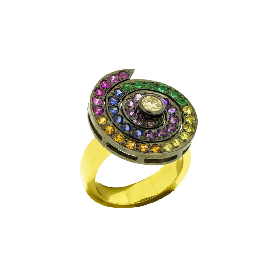 Round Rainbow Spinner Ring