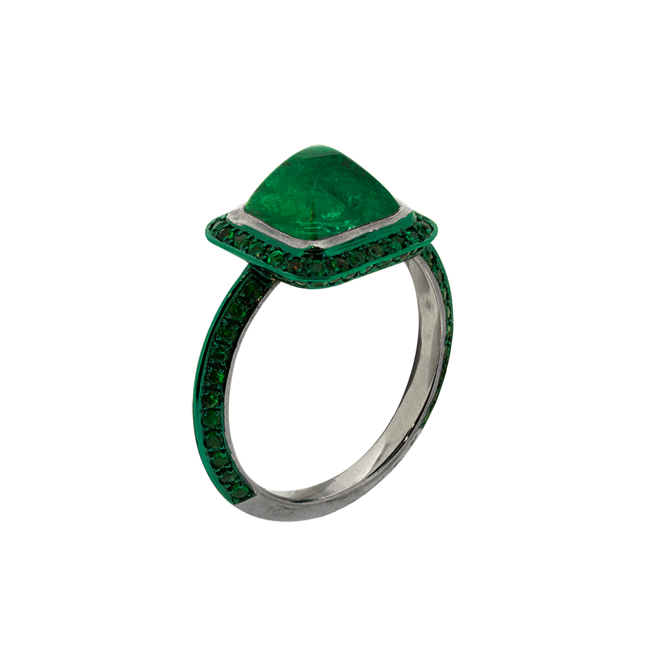 Sugarloaf Emerald Pave Ring