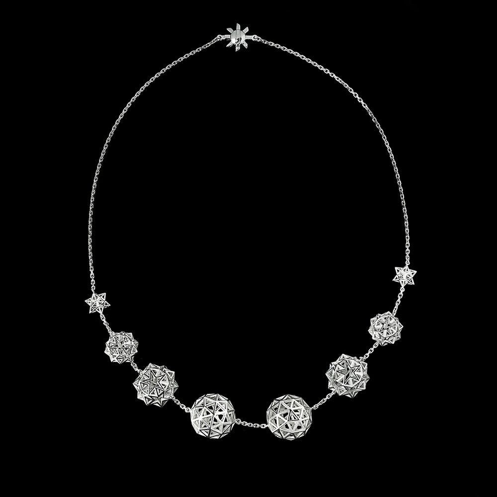 Constellation Necklace Star Spheres in 18karat white gold necklace by Solange Azagury-Partridge front view