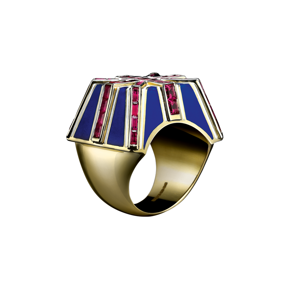 Union Jack Ruby Enamel Ring