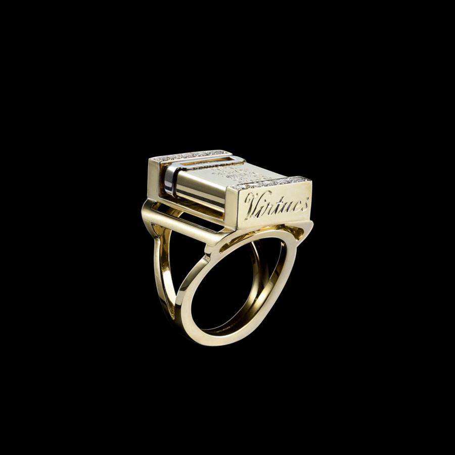 Vices and Virtues Revolving Ring Diamonds and 18 Karat Yellow Gold By Solange Azagury-Partridge