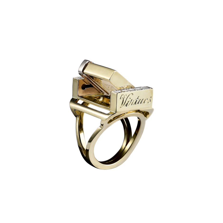 Vices and Virtues Revolving Ring Diamonds and 18 Karat Yellow Gold By Solange Azagury-Partridge